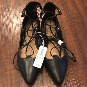 Black lace up flats size 8
